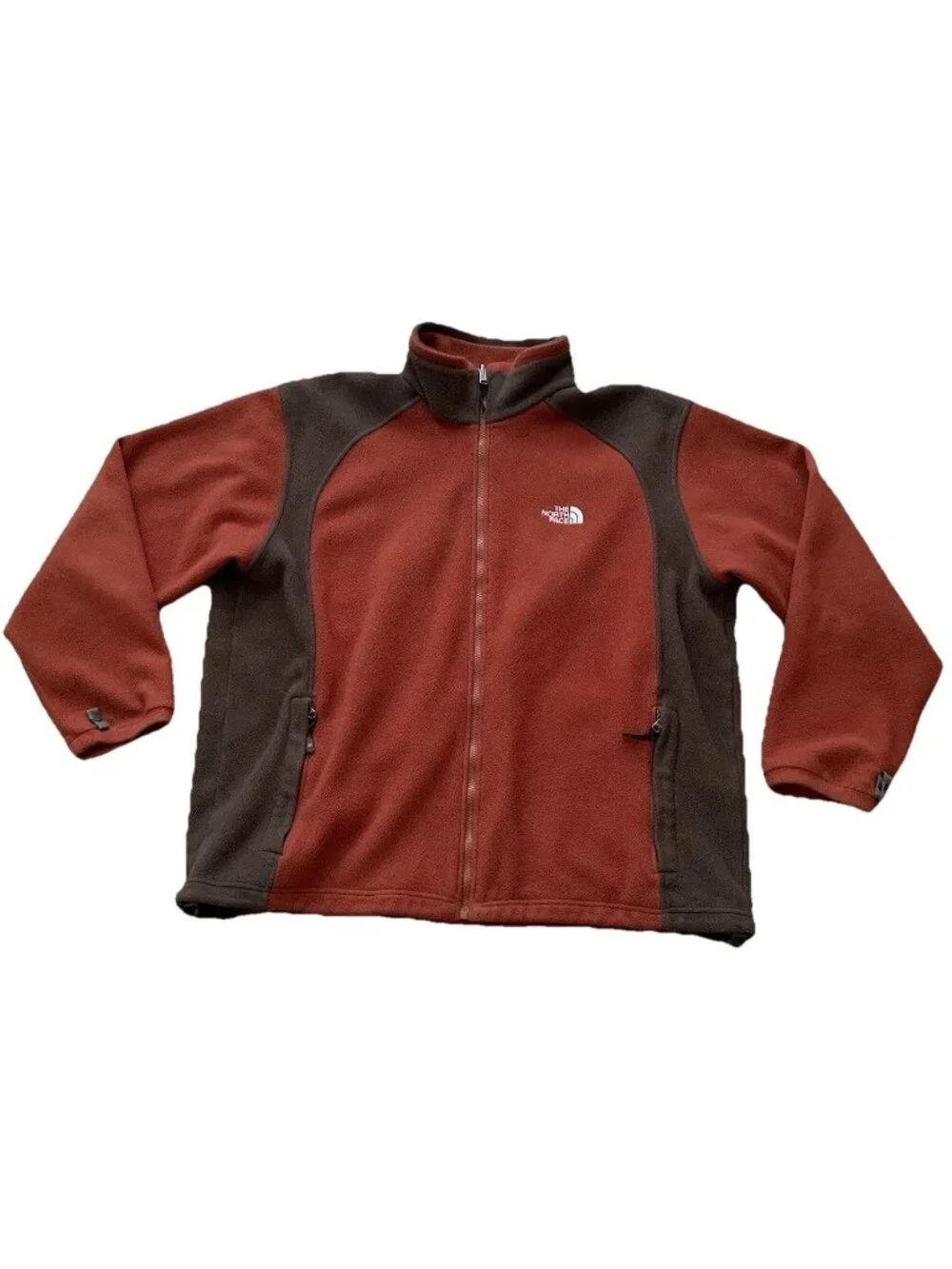 The North Face Men’s 2XL Full Zip Fleece Jacket Rust Brown Zip Pockets